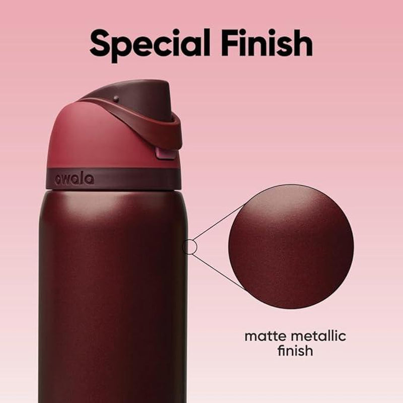 NEW Owala Freesip 32Oz Black Cherry Insulated Stainless Steel Water Bottle, Water Bottle Bpa-Free Sports 32 Oz, Valentine'S Day Gifts