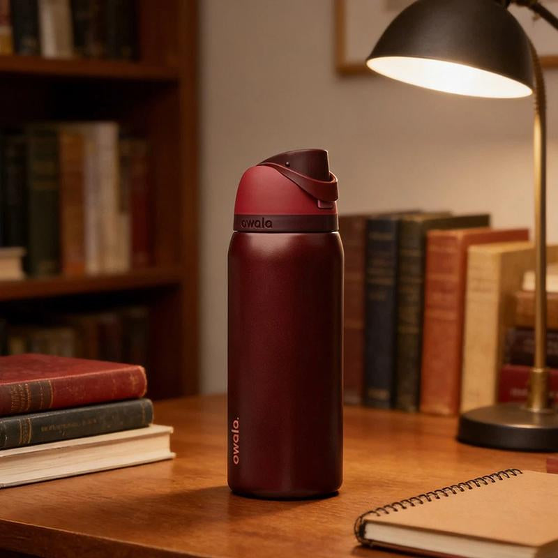 NEW Owala Freesip 32Oz Black Cherry Insulated Stainless Steel Water Bottle, Water Bottle Bpa-Free Sports 32 Oz, Valentine'S Day Gifts