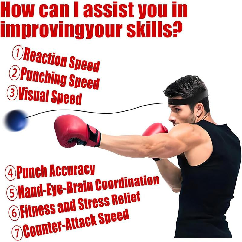 Boxing Reflex Ball Set with Adjustable Headband for Punching Practice, Interactive Boxing Ball, Improve Reaction Response ,Men Gifts Boxing Gear, Exercise Equipment