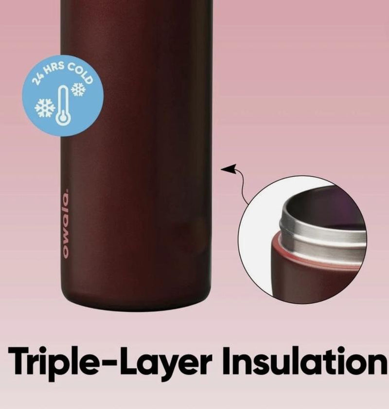 NEW Owala Freesip 32Oz Black Cherry Insulated Stainless Steel Water Bottle, Water Bottle Bpa-Free Sports 32 Oz, Valentine'S Day Gifts