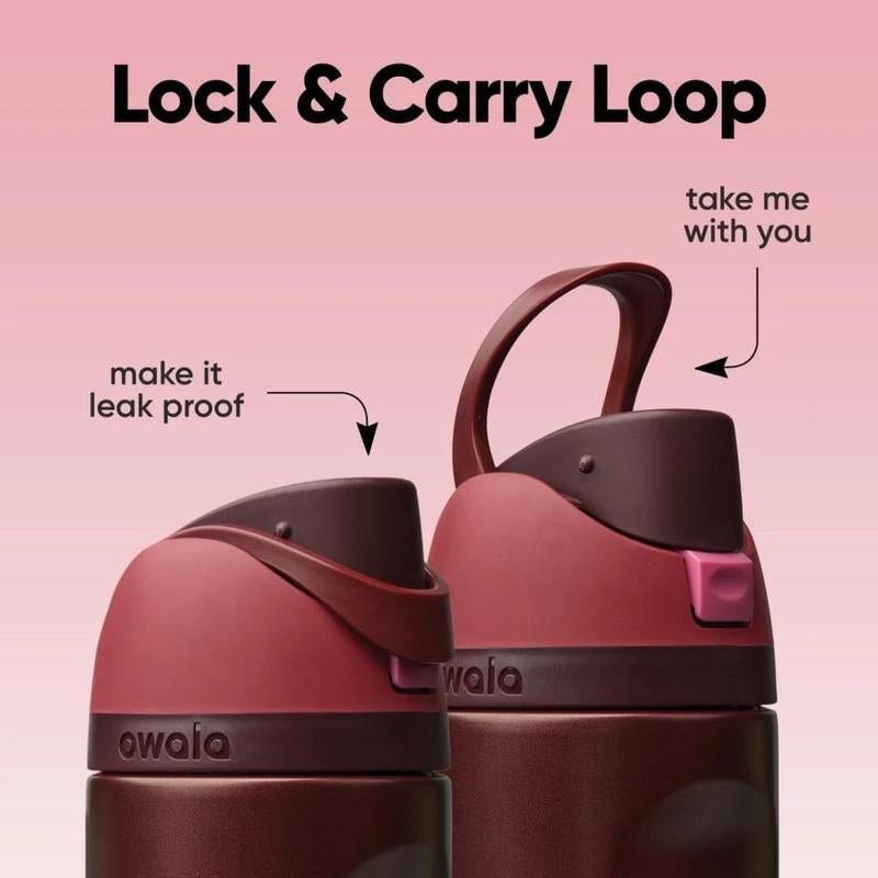 NEW Owala Freesip 32Oz Black Cherry Insulated Stainless Steel Water Bottle, Water Bottle Bpa-Free Sports 32 Oz, Valentine'S Day Gifts
